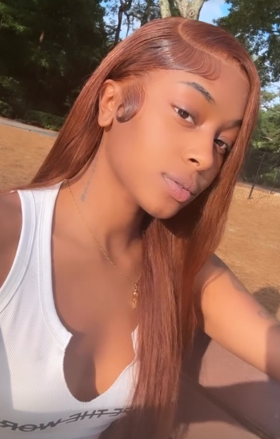 Yammi hair look — silky auburn